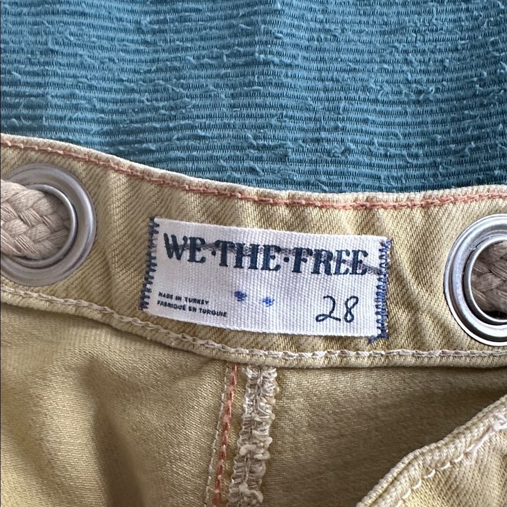 Free People Light Yellow Cropped Wide-Leg Pants - Picture 3 of 4